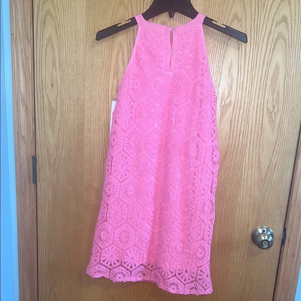 Design History bright Pink Crochet Dress Size L girls 100%‎ Cotton boho country
